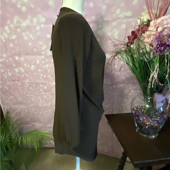 Brown Joseph Ribkoff NWT blouse with crossed front and buckle detail. Mocha - Picture 4 of 13